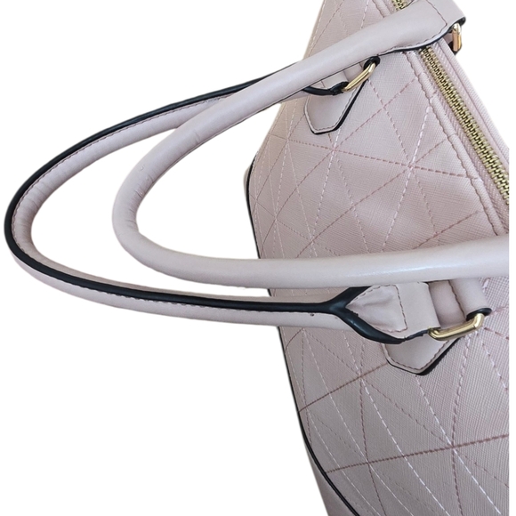 ALDO Blush Pink Structured Satchel Handbag | Gold Hardware | Top Handle Preowned - Picture 8 of 8
